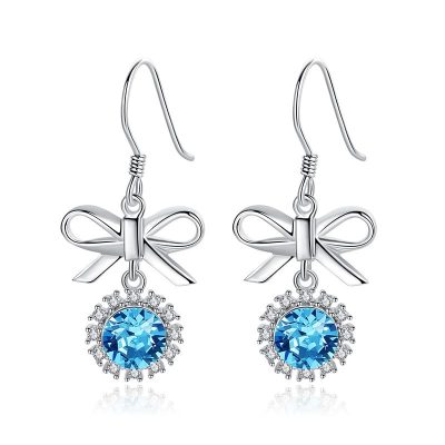 Bông tai bạc đính đá Swarovski hình cái nơ LILI_661186-02