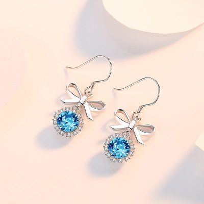 Bông tai bạc đính đá Swarovski hình cái nơ LILI_661186-04