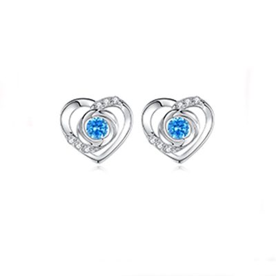 Bông tai bạc mạ bạch kim đính đá Zircon Rose Heart LILI_725916-05