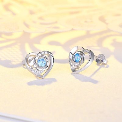 Bông tai bạc mạ bạch kim đính đá Zircon Rose Heart LILI_725916-06