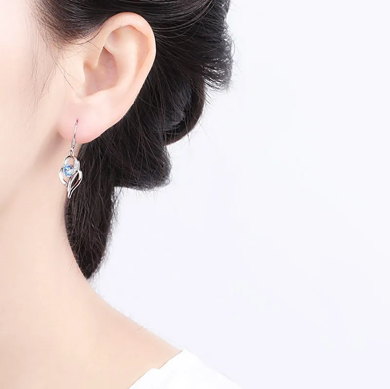 Bông Tai Bạc Nữ Mạ Bạch Kim đính đá CZ Hình Trái Tim LILI 991582 11