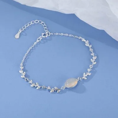 Lắc Tay Bạc Nữ Hình Chuỗi Lá Nạm Ngọc LILI 946124 12