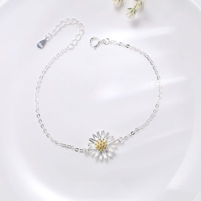 Lắc tay Vòng tay bạc dạng chuỗi hình hoa cúc trắng LILI_975918-01
