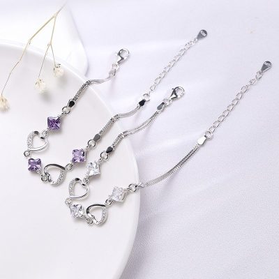 Lắc tay Vòng tay bạc đính đá Zircon hình trái tim LILI_547159-04