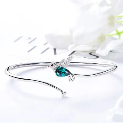 Vòng Tay Bạc Nữ Mạ Bạch Kim đính đá Swarovski Hình Chim Nhạn LILI 579521 12