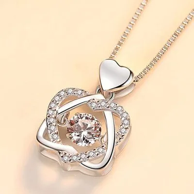 Dây Chuyền Bạc Nữ Liền Mặt Mạ Vàng Hai Trái Tim Lồng LILI 583553 10