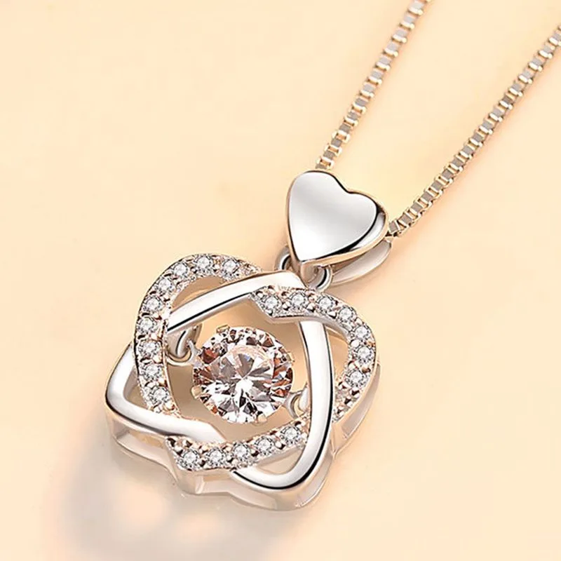 Dây Chuyền Bạc Nữ Liền Mặt Mạ Vàng Hai Trái Tim Lồng LILI 583553 10
