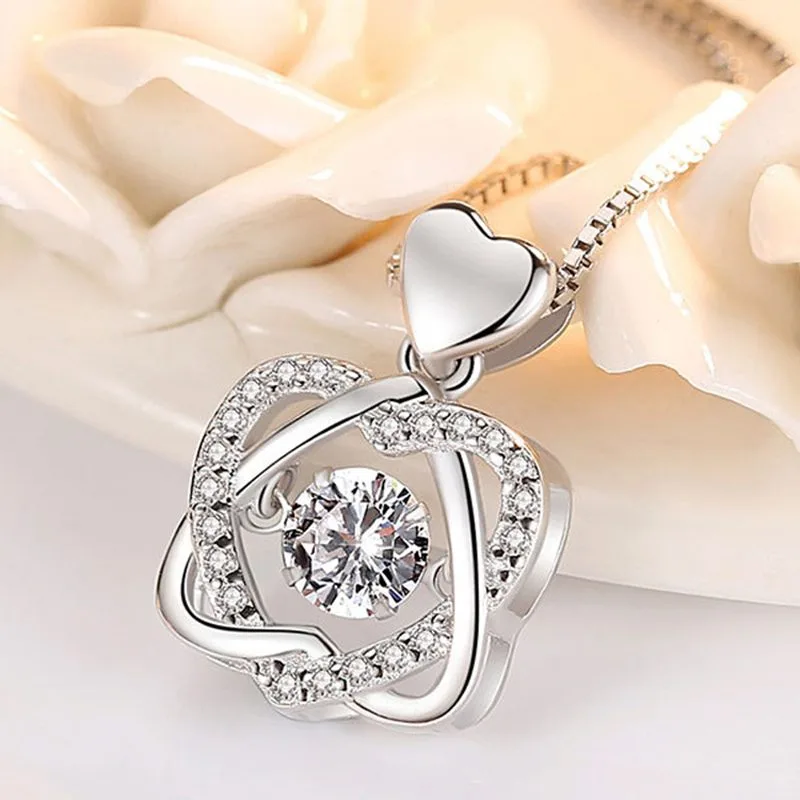 Dây Chuyền Bạc Nữ Liền Mặt Mạ Vàng Hai Trái Tim Lồng LILI 583553 11