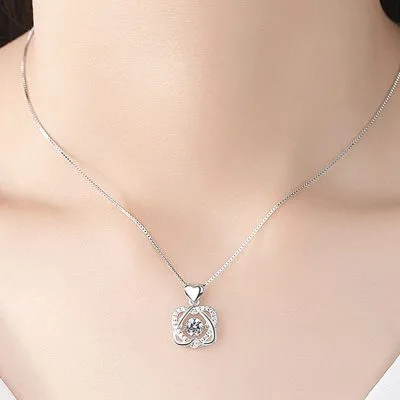 Dây Chuyền Bạc Nữ Liền Mặt Mạ Vàng Hai Trái Tim Lồng LILI 583553 13