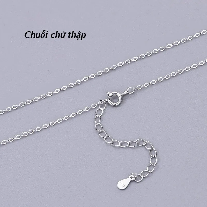 Dây Chuyền Bạc Nữ Trơn Sợi Mảnh Nhỏ Nguyên Chất đơn Giản Mạ Vàng Royal LILI 226292 61 Chuỗi Chữ Thập 0.3 Vàng Trắng