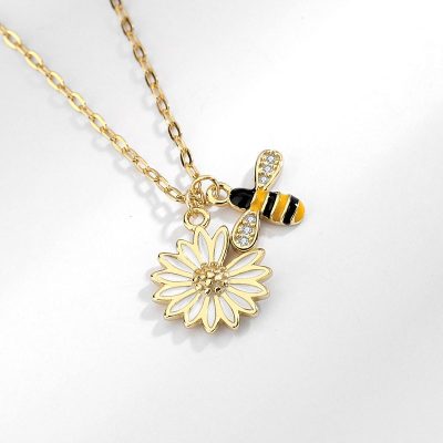 Dây chuyền bạc ong vàng hoa cúc LILI_692786-4