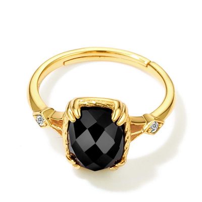 Nhẫn bạc mạ vàng đính đá Zircon Black LILI_823238-02