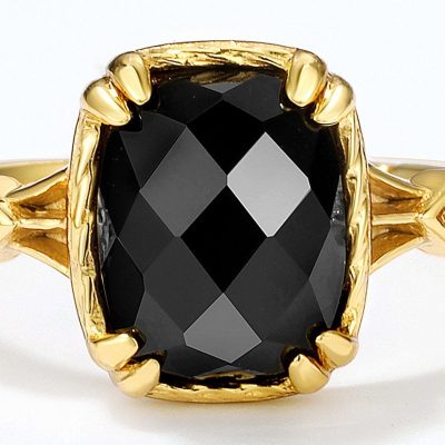 Nhẫn bạc mạ vàng đính đá Zircon Black LILI_823238-05