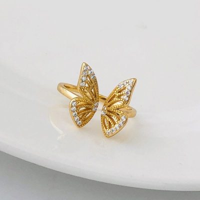 Nhẫn bạc mạ vàng hình con bướm LILI_182817-01