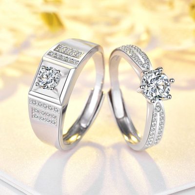 Nhẫn đôi bạc mạ vàng đính đá Zircon Lovely Day LILI_422999-01
