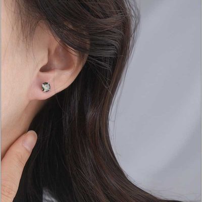 Bông Tai Bạc Nữ đính đá CZ Phong Cách LILI 488357 A