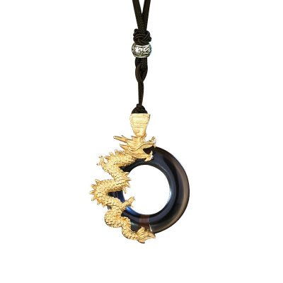 Dây Chuyền đôi Bạc đính đá Opal Obsidian Long Phượng LILI 152913 6
