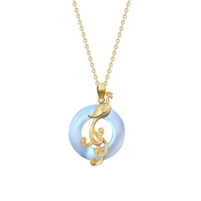 Dây chuyền đôi bạc đính đá Opal Obsidian Long Phượng LILI_152913_8