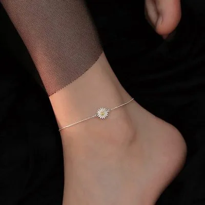 Lắc Chân Vòng Chân Bạc Nữ Hoa Cúc Họa Mi LILI 221423 11