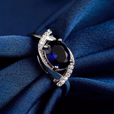 Nhẫn Bạc đính đá Zircon Blue LILI 185633 2