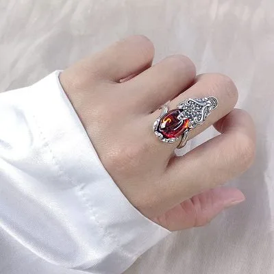 Nhẫn Bạc Nữ Nam đính đá Garnet Tỳ Hưu LILI 996876 2