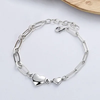 Lắc tay bạc nữ cá tính mắt xích vuông trái tim Strong Heart LILI_414788_1