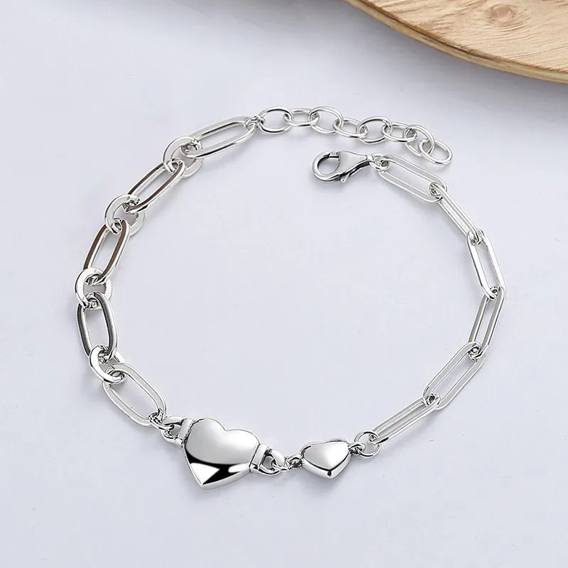 Lắc tay bạc nữ cá tính mắt xích vuông trái tim Strong Heart LILI_414788_1
