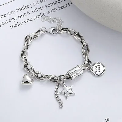 Lắc tay bạc nữ chuỗi vuông tròn trái tim ngôi sao may mắn LILI_884778_1