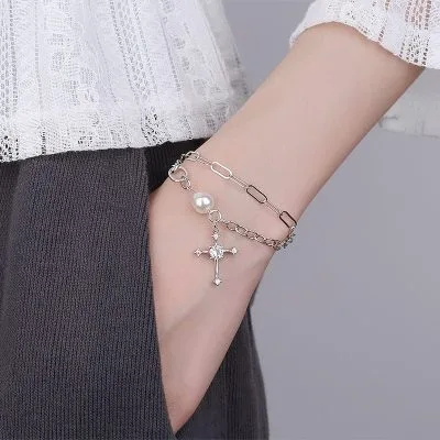 Lắc tay bạc nữ chuỗi xích hình chữ thập cây thánh giá LILI_622362_3