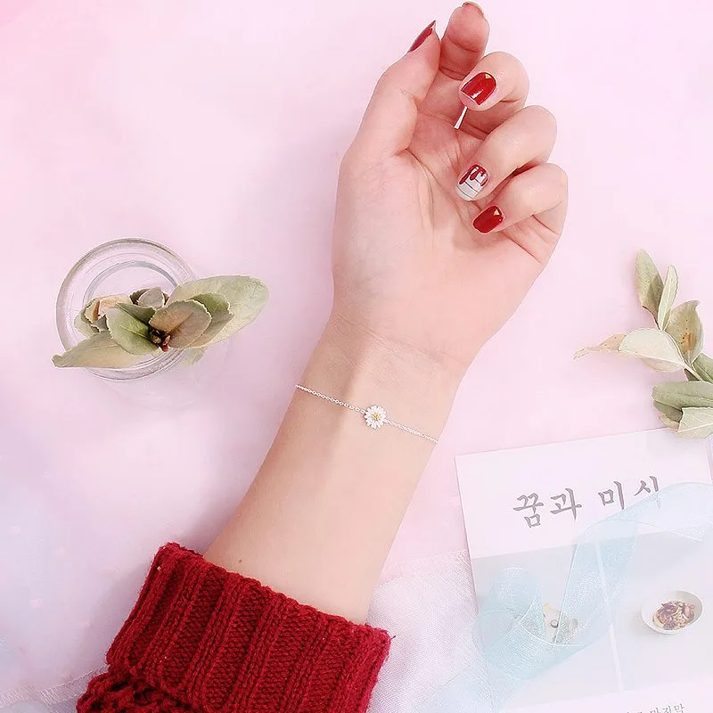 Lắc Tay Bạc Nữ Dạng Chuỗi Hình Hoa Cúc Họa Mi LILI 975918 10