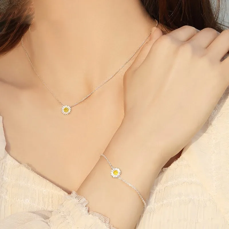 Lắc Tay Bạc Nữ Dạng Chuỗi Hình Hoa Cúc Họa Mi LILI 975918 11