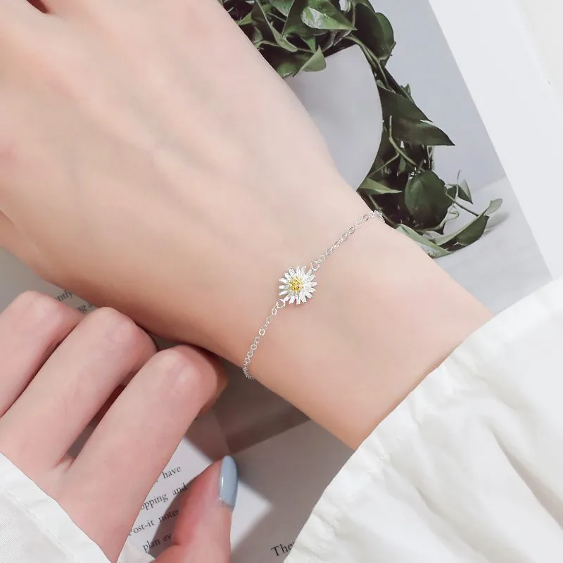 Lắc Tay Bạc Nữ Dạng Chuỗi Hình Hoa Cúc Họa Mi LILI 975918 12