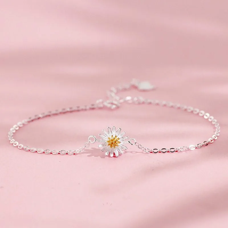 Lắc Tay Bạc Nữ Dạng Chuỗi Hình Hoa Cúc Họa Mi LILI 975918 14