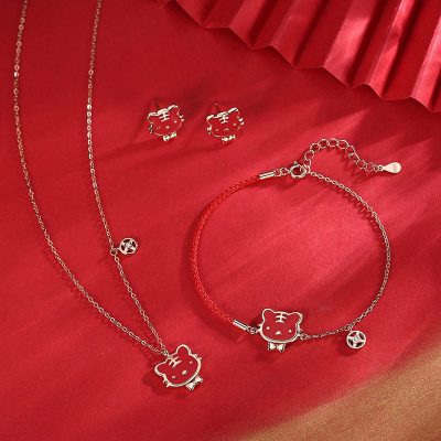 Lắc tay bạc nữ dây đỏ may mắn đính đá CZ hổ Nhâm Dần 2022 LILI_696914_3