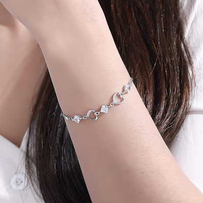Lắc Tay Bạc Nữ đính đá CZ Hình Trái Tim LILI 547159 31