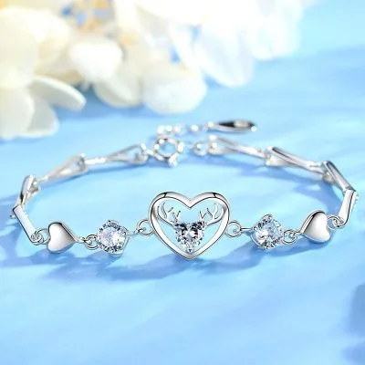 Lắc tay bạc nữ đính đá CZ trái tim vĩnh cửu LILI_167424_1