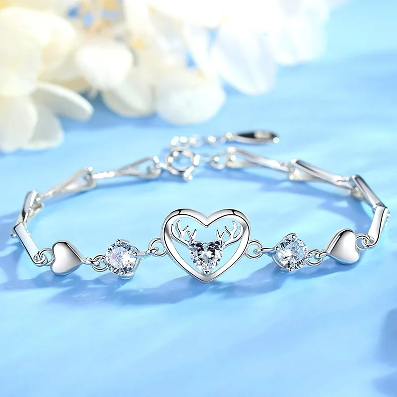 Lắc tay bạc nữ đính đá CZ trái tim vĩnh cửu LILI_167424_1