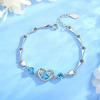 Lắc tay bạc nữ đính đá CZ trái tim vĩnh cửu LILI_167424_2