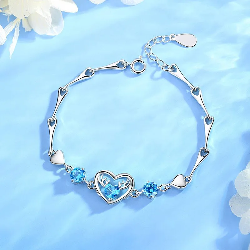 Lắc tay bạc nữ đính đá CZ trái tim vĩnh cửu LILI_167424_2