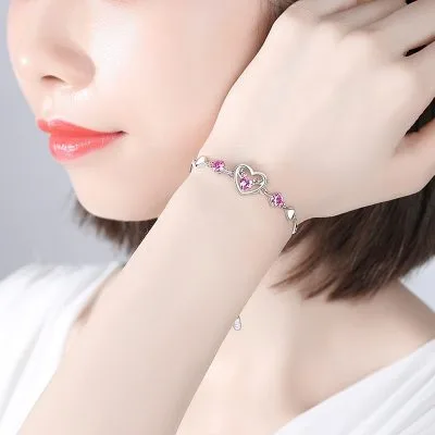 Lắc tay bạc nữ đính đá CZ trái tim vĩnh cửu LILI_167424_3