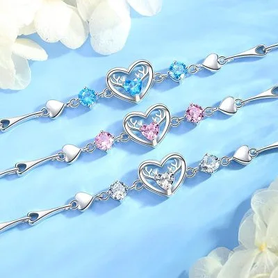 Lắc tay bạc nữ đính đá CZ trái tim vĩnh cửu LILI_167424_4