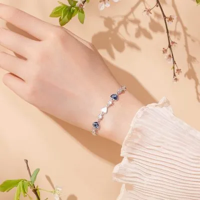 Lắc Tay Bạc Nữ đính đá Pha Lê Hình Trái Tim LILI 427425 11