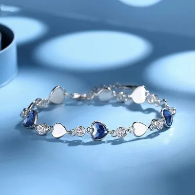 Lắc tay bạc nữ đính đá pha lê hình trái tim LILI_427425_13