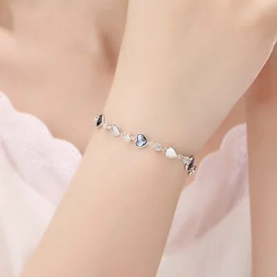 Lắc Tay Bạc Nữ đính đá Pha Lê Hình Trái Tim LILI 427425 141