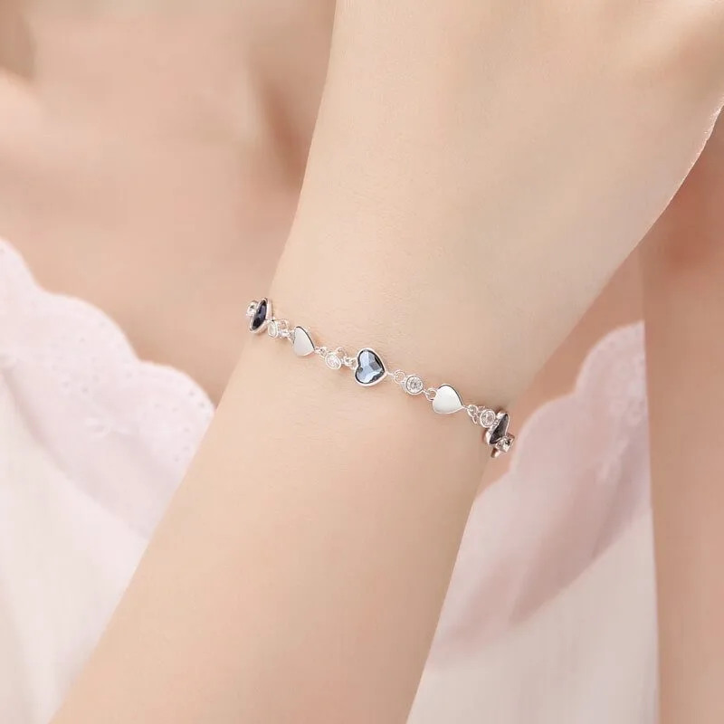 Lắc Tay Bạc Nữ đính đá Pha Lê Hình Trái Tim LILI 427425 141