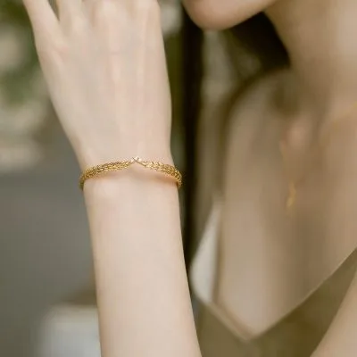 Lắc tay bạc nữ mạ vàng đính đá CZ cây ô liu LILI_872399_2