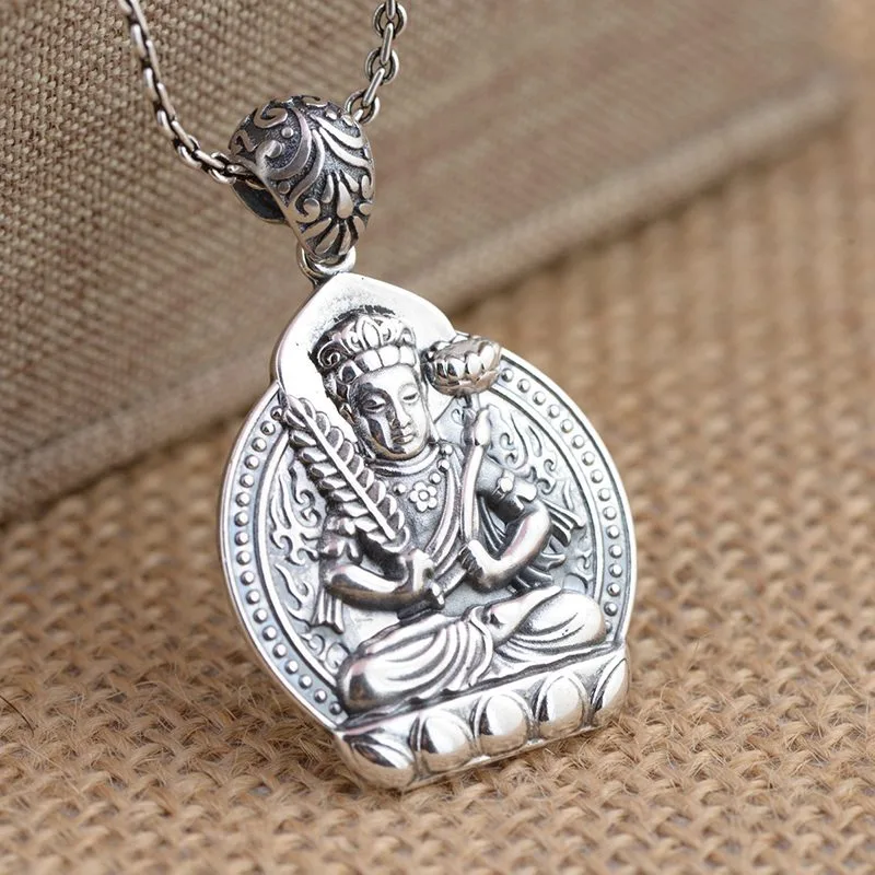 Mặt Dây Chuyền Bạc Nam Nữ Hình Phật Hư Không Tạng Bồ Tát Tuổi Sửu Dần LILI 366628 2