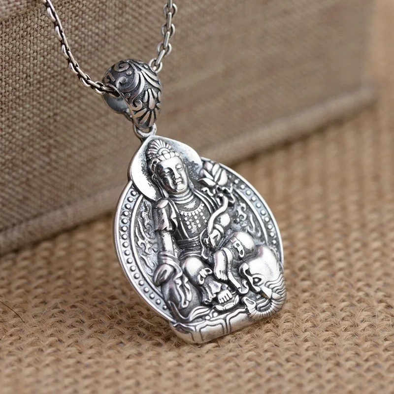 Mặt Dây Chuyền Bạc Nam Nữ Hình Phật Phổ Hiền Bồ Tát Tuổi Thìn Tị LILI 366628 3