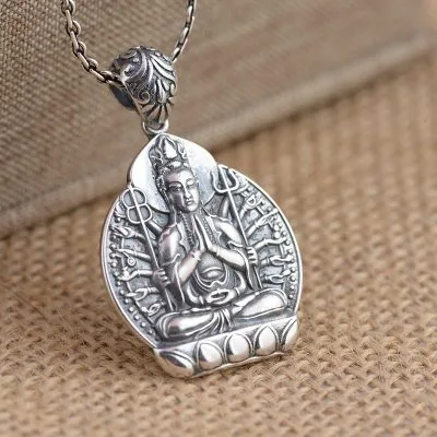 Mặt Dây Chuyền Bạc Nam Nữ Hình Phật Thiên Thủ Thiên Nhãn Tuổi Tý LILI 366628 1