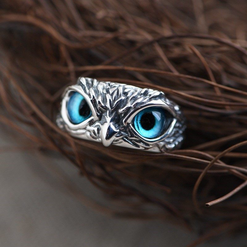 Nhẫn bạc nam nữ hình đại bàng mắt xanh LILI_631857_12